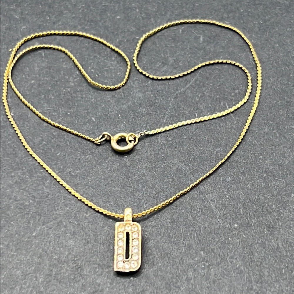 Vintage Adorno rhinestone “D” necklace